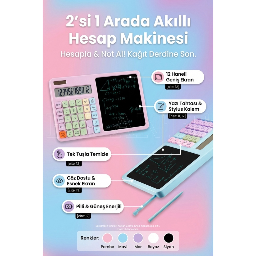 YAZI TAHTALI HESAP MAKİNASI