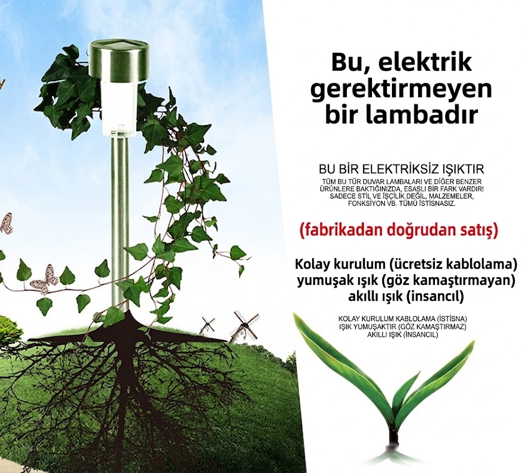 Solar Bahçe Lambası 10’lu Set Direk Aydınlatma – Güneş Enerjili LED Işık, Dış Mekan Aydınlatması,