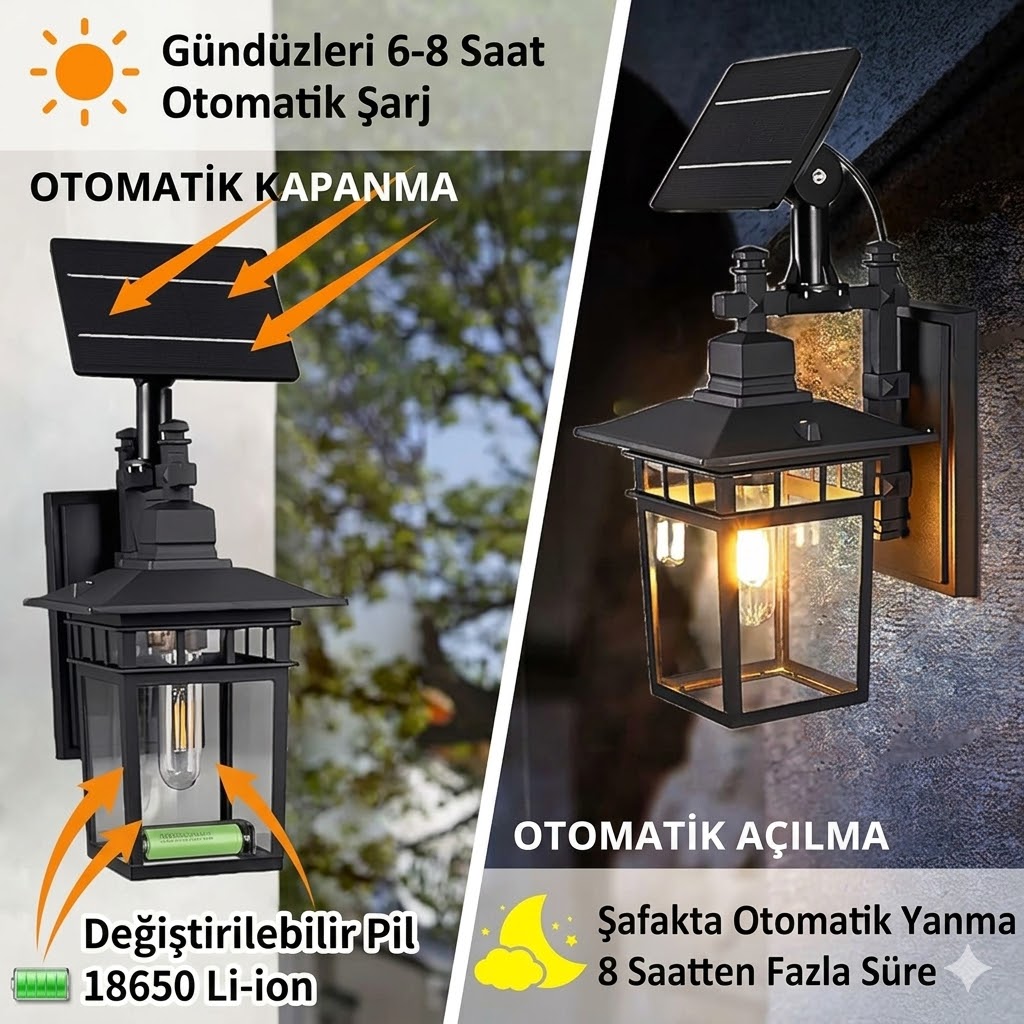 LÜKS SOLAR LED DUVAR LAMBASI