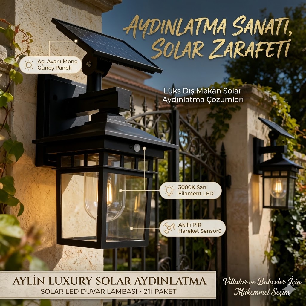 LÜKS SOLAR LED DUVAR LAMBASI