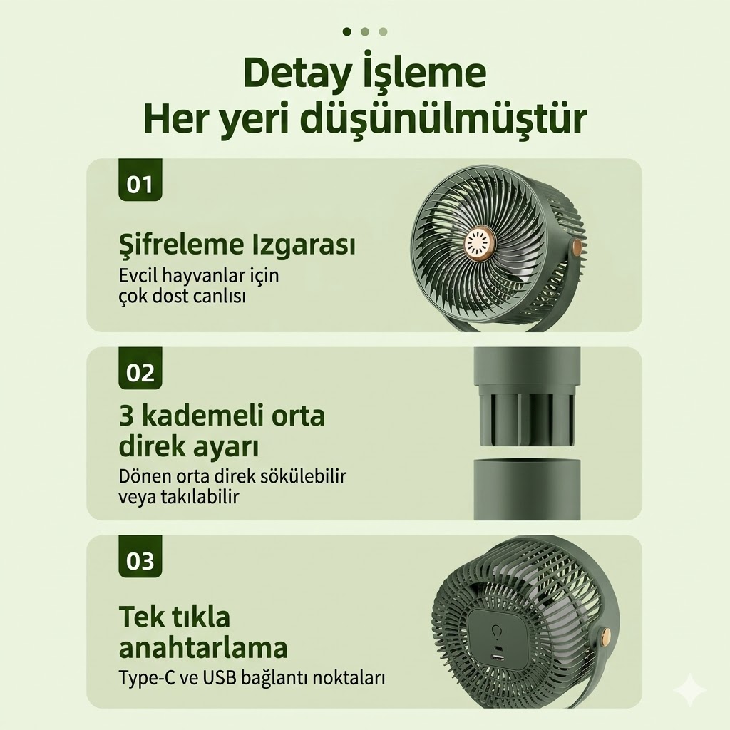 Solar Güneş Enerjili Taşınabilir Fan ve Aydınlatma Seti