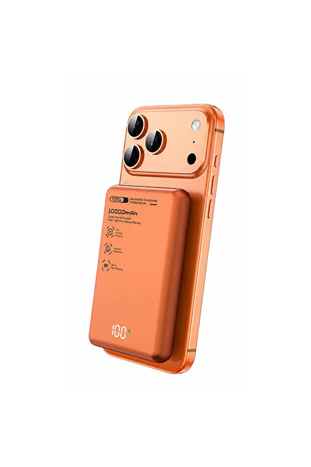 TOTU 10000 mAh 20W Pd Qc 3.0 Magsafe Manyetik Kablosuz Hızlı Şarj Destekli Slim Powerbank