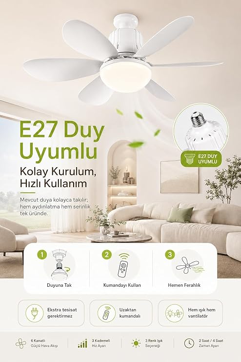 LED TAVAN TİPİ FAN