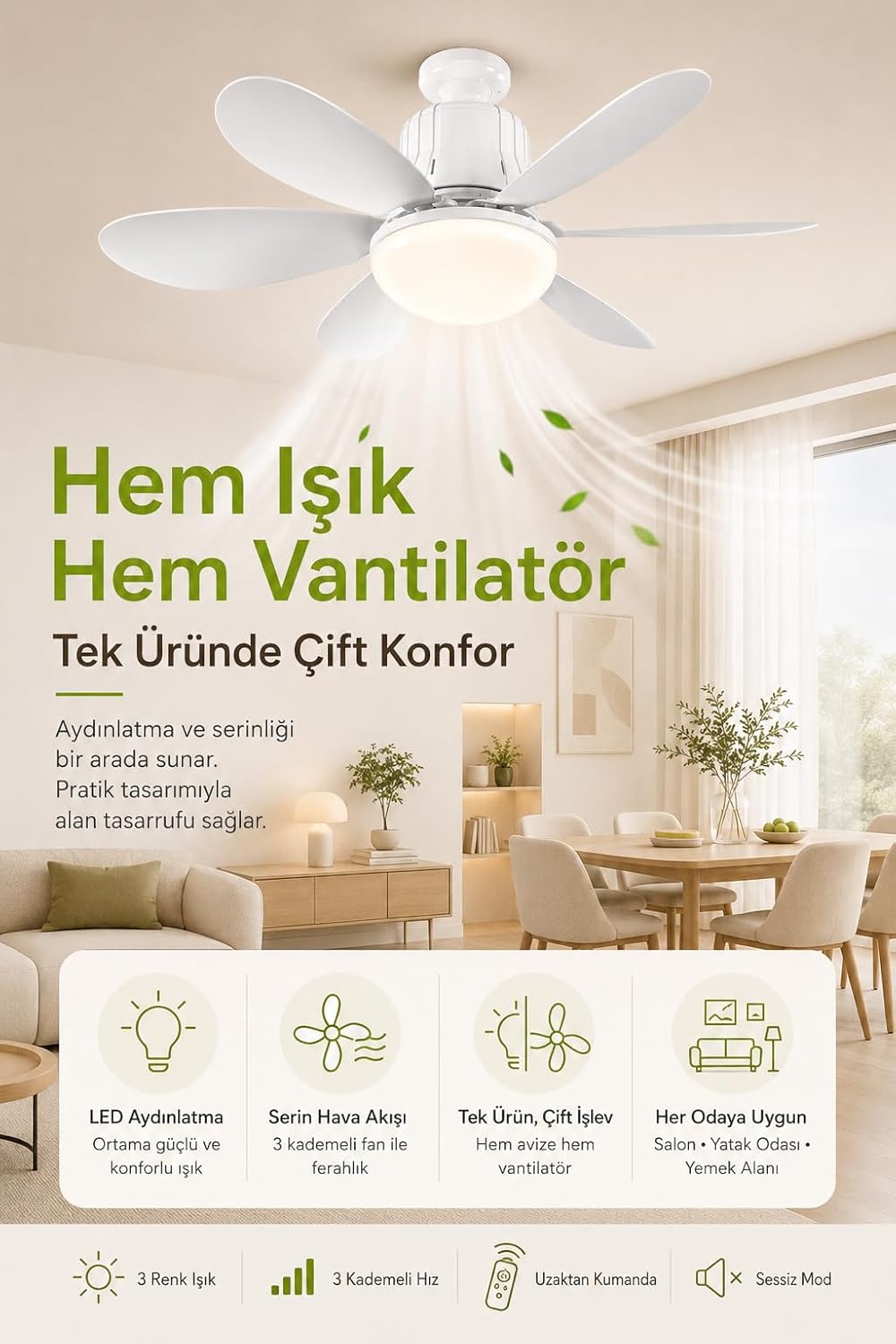 LED TAVAN TİPİ FAN