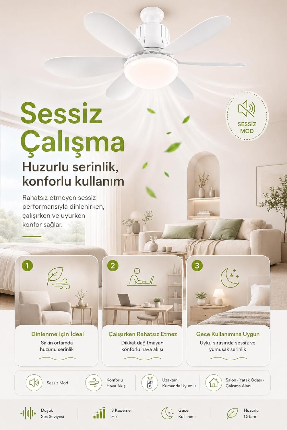 LED TAVAN TİPİ FAN