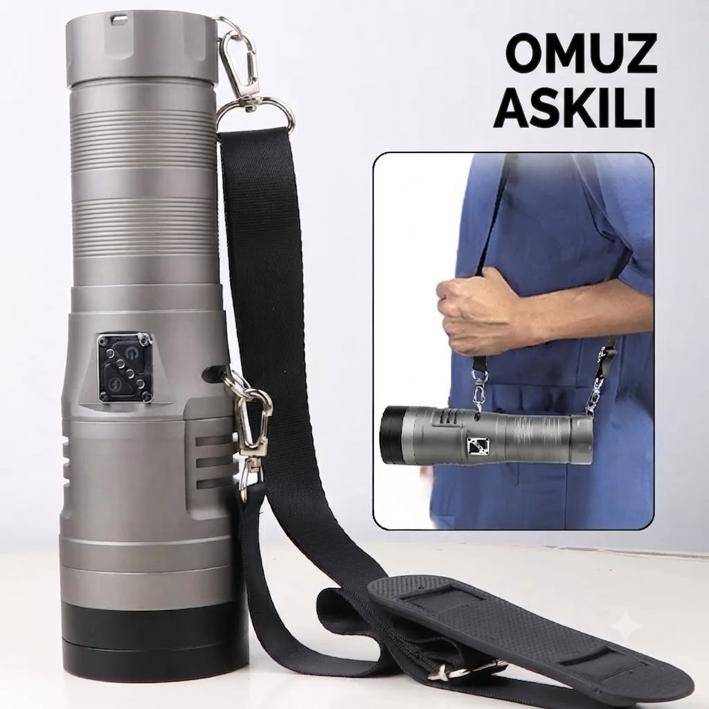 14.000 LÜMEN Profesyonel Şarjlı El Feneri – Yüksek Lümen, Uzun Pil Ömrü, Dayanıklı Tasarım