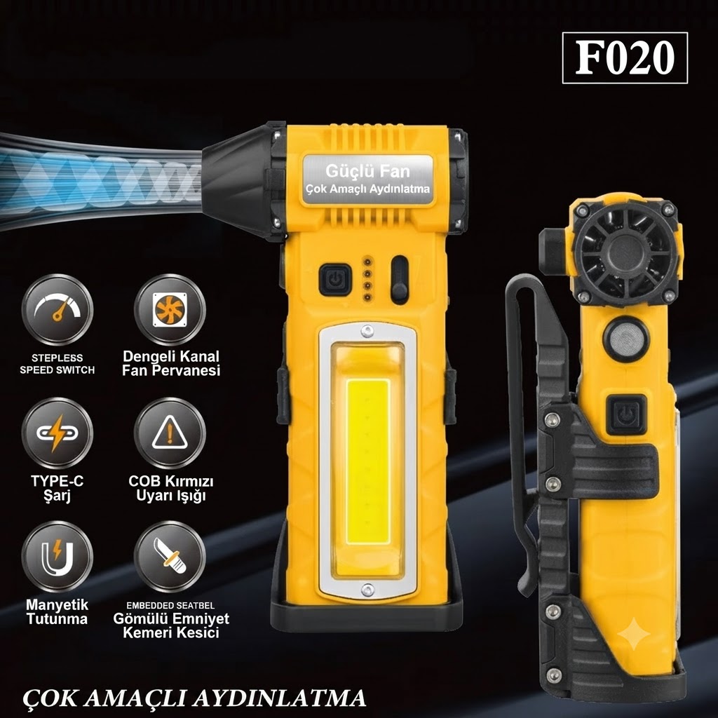 PT-925 Jet Fanlı USB Şarjlı El Feneri