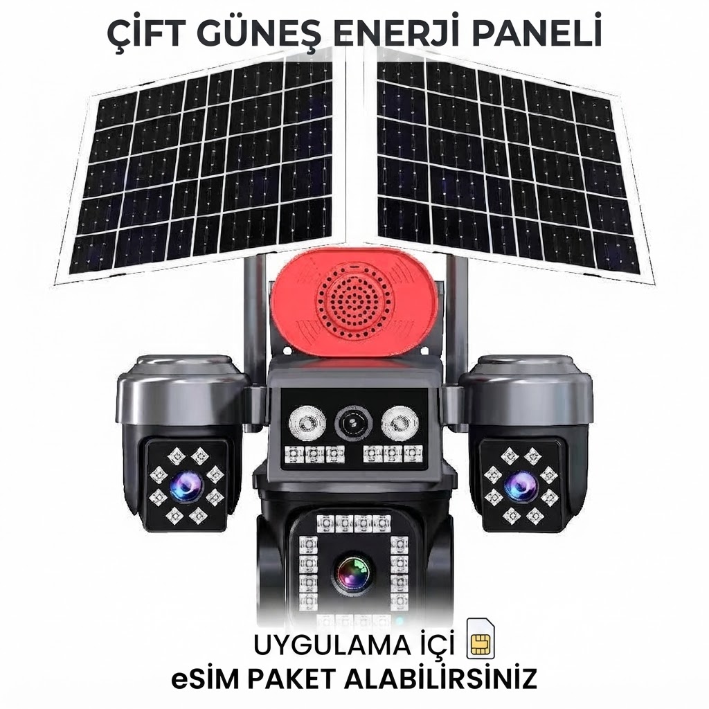 4G Çift Panelli, 4 Kameralı Solar Güvenlik Kamerası Sistemi