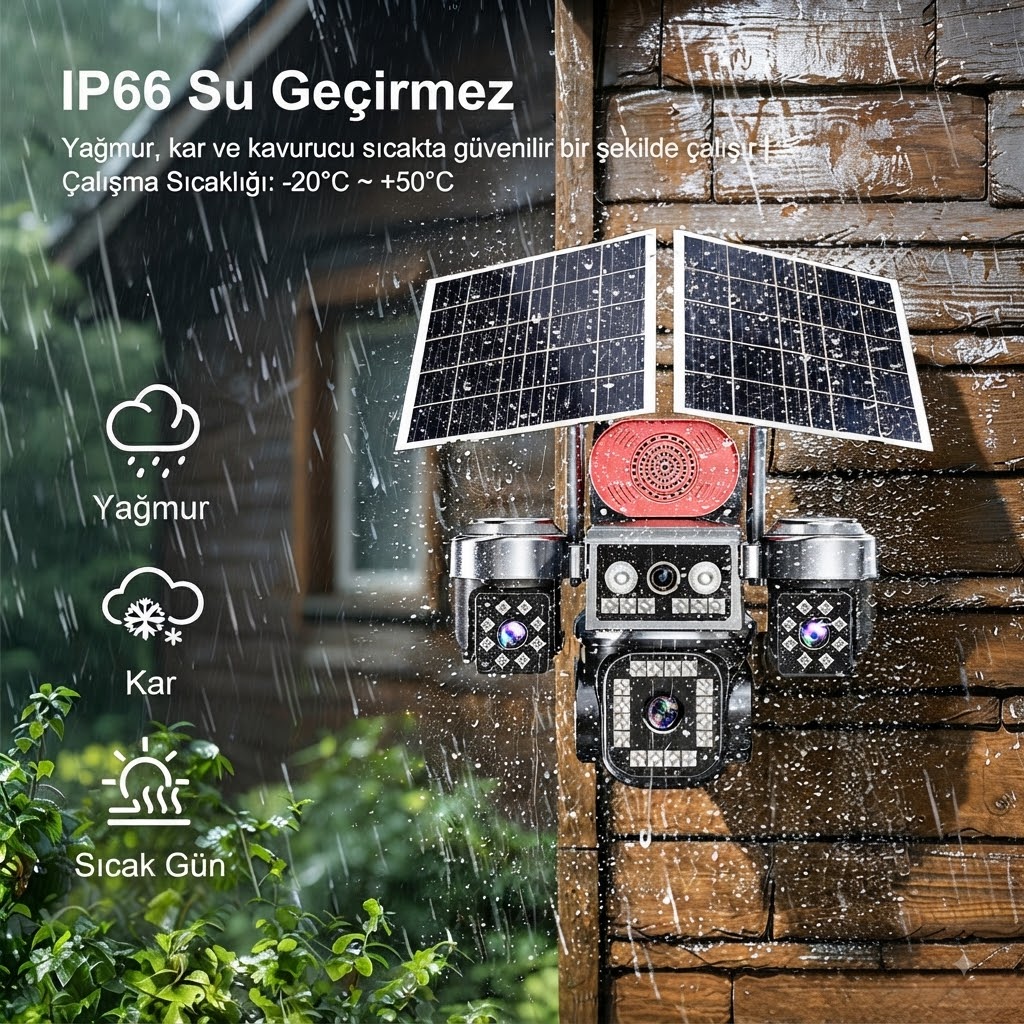 4G Çift Panelli, 4 Kameralı Solar Güvenlik Kamerası Sistemi