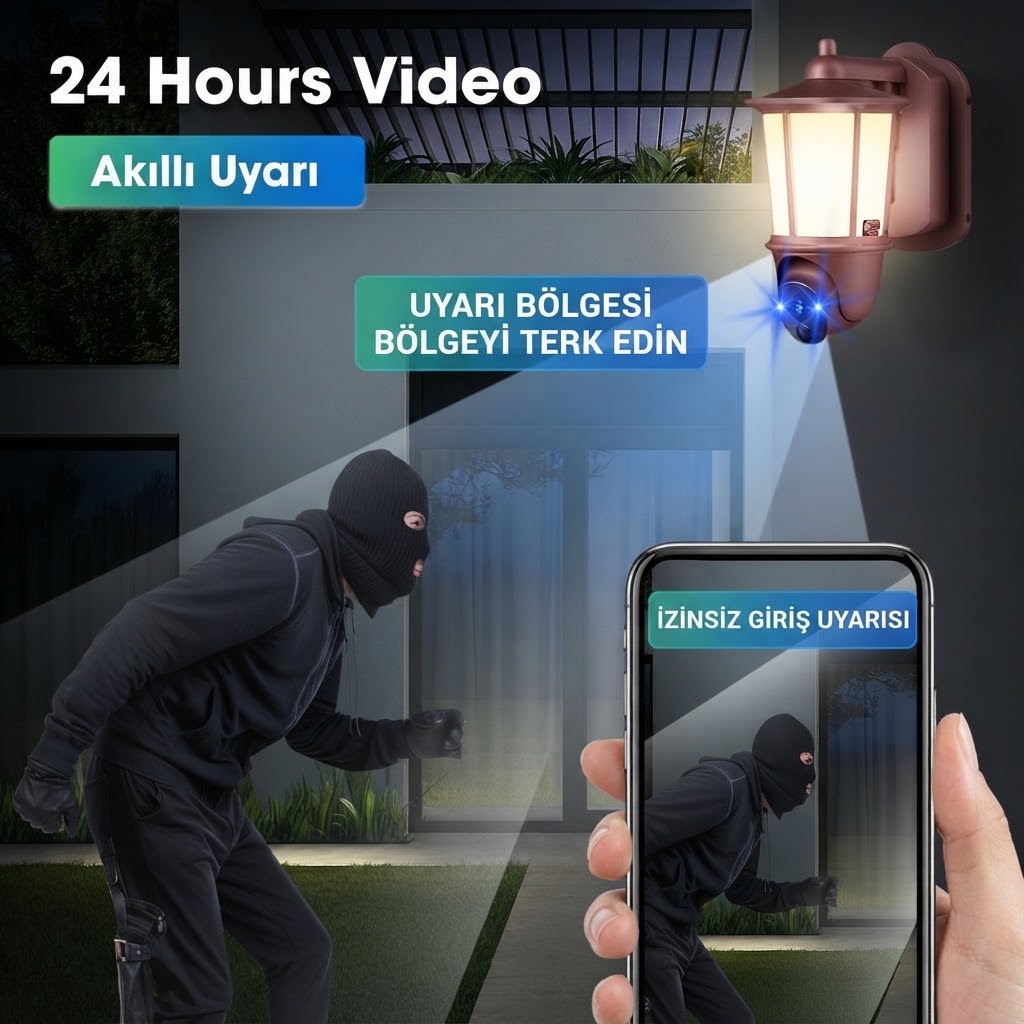 Güneş Enerjili Akıllı Kamera & Led Aplik