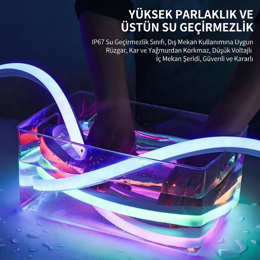 Pixel Neon LED Set 5 Metre RGB Kumandalı &Telefon Uygulama Kullanım Esnek Şerit Işık İç & Dış Mekan Dekoratif Aydı