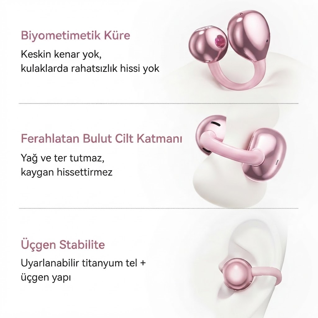 Led Işıklı Makyaj Aynalı Klips Tasarım Kablosuz Kulaklık