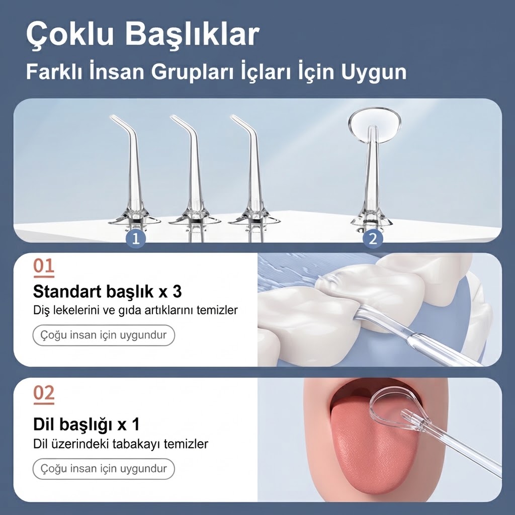 Şarjlı Ağız Duşu 4 Modlu Taşınabilir Ağız Bakım Cihazı