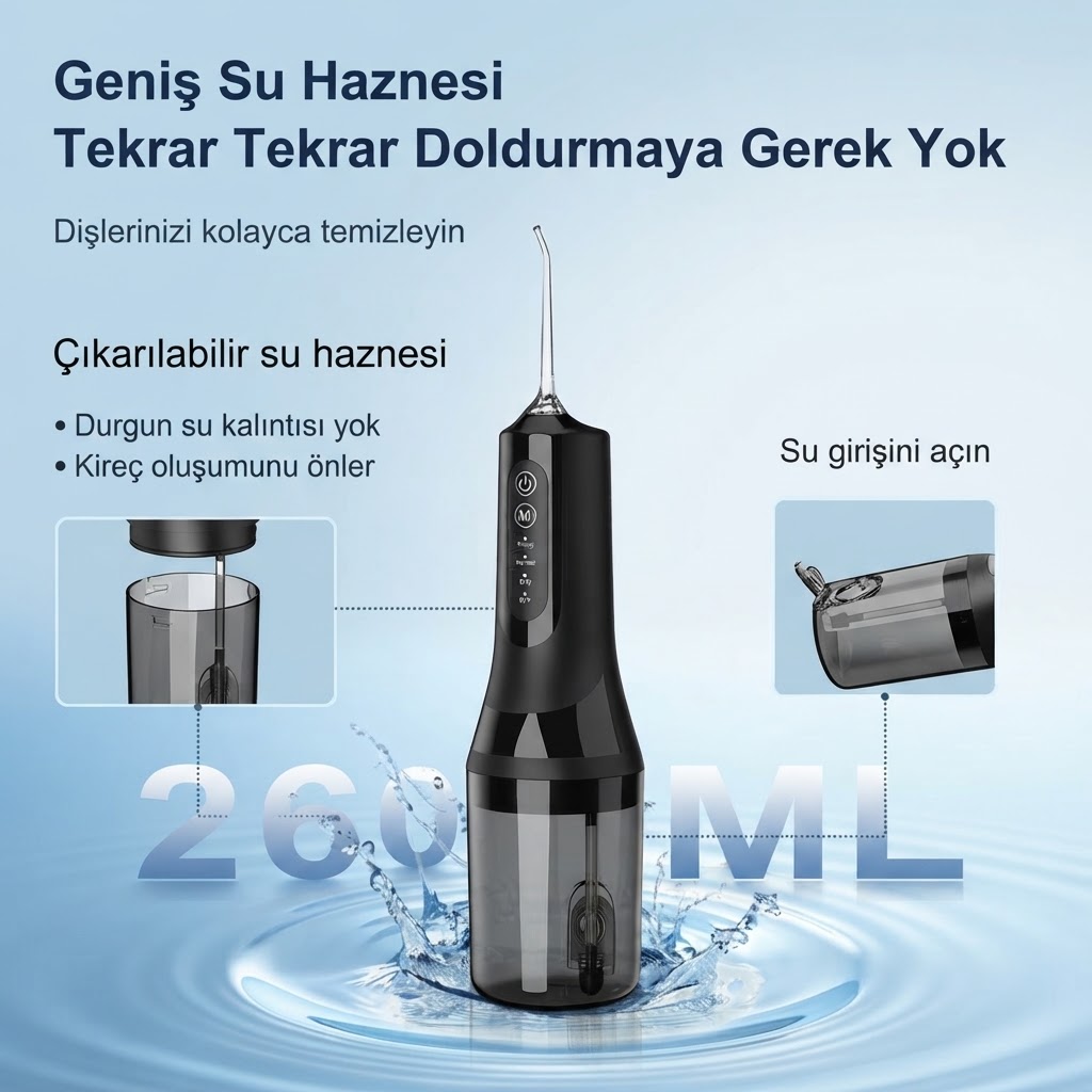 Şarjlı Ağız Duşu 4 Modlu Taşınabilir Ağız Bakım Cihazı