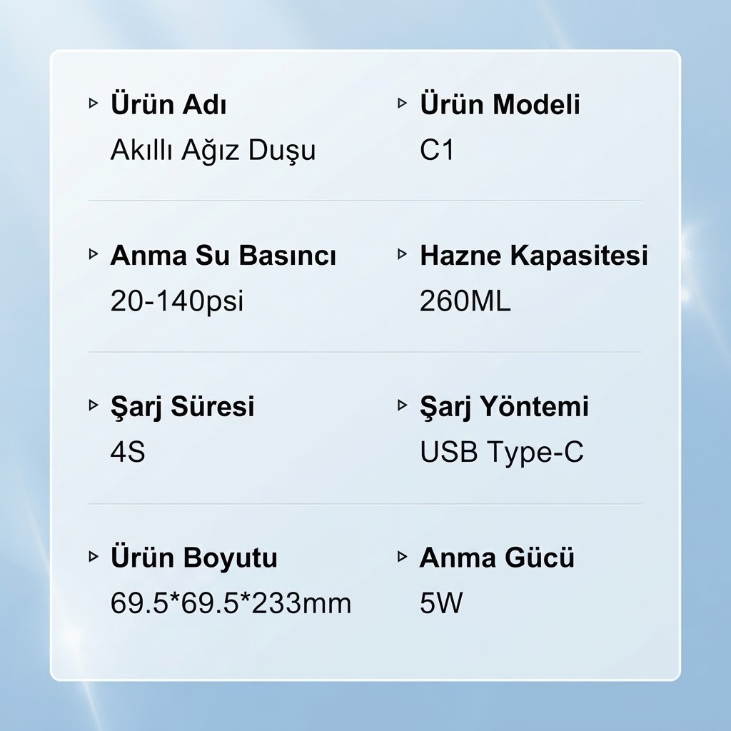 Şarjlı Ağız Duşu 4 Modlu Taşınabilir Ağız Bakım Cihazı