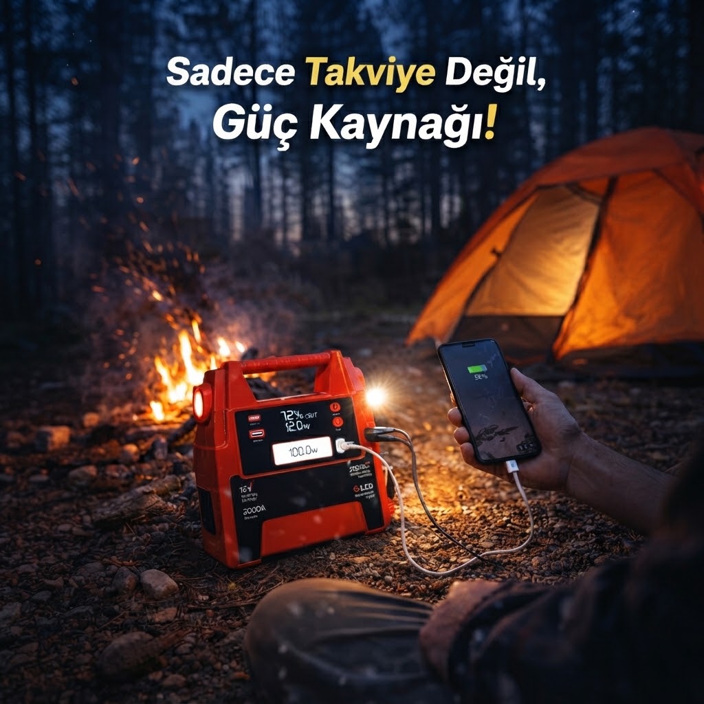 12V Araç Akü Takviye Cihazı 2000A 20000mAh Jump Starter Powerbank LED Işıklı Acil Marş