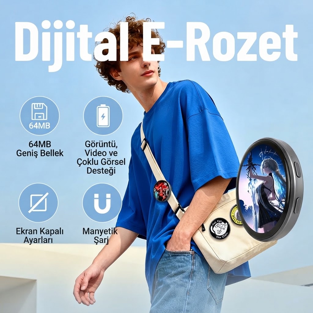 Dijital LED Ekranlı Rozet ve Dokunmatik Ekranlı Dijital İğne, Kişiselleştirilebilir Anime Tarzı Giyilebilir Akıllı Düğme, Partiler, Hayran Etkinlikleri, Ita Çantaları, Cosplay ve Hayranlıklar için