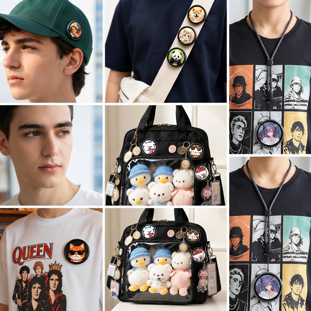 Dijital LED Ekranlı Rozet ve Dokunmatik Ekranlı Dijital İğne, Kişiselleştirilebilir Anime Tarzı Giyilebilir Akıllı Düğme, Partiler, Hayran Etkinlikleri, Ita Çantaları, Cosplay ve Hayranlıklar için