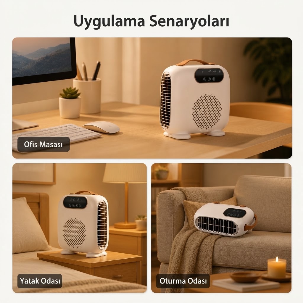 MPIA Thermoheat 2000W Uzaktan Kumandalı Elektrikli Fanlı Isıtıcı – 25 m² Etkili Portatif Masaüstü Isıtıcı