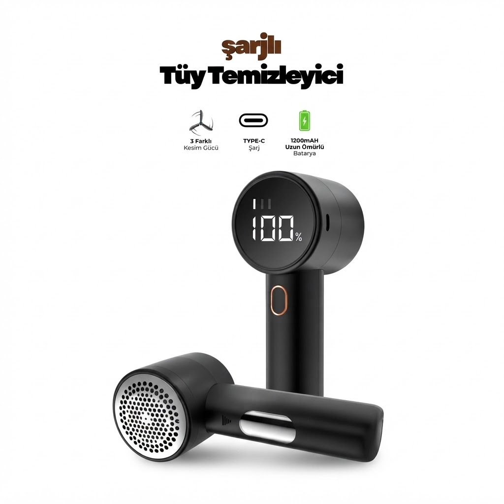 MPIA Yeni Nesil Şarjlı Tüy Toplayıcı Tiftik Temizleyici- 3 Mod,1200 mAh 2 Adet Bıçak ve Kılıf Hediye